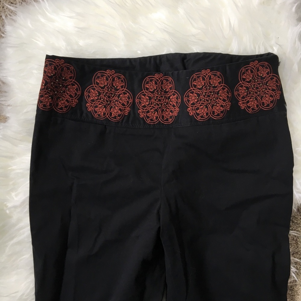 Anthropologie Black Embroidered Pants